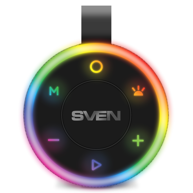 Pārnēsājamais skaļrunis SVEN PS-150, melns, 2×5 W RMS, Bluetooth, TWS, FM, USB, litija akumulators