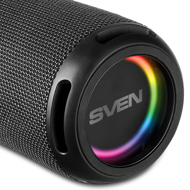 Pārnēsājamais skaļrunis SVEN PS-150, melns, 2×5 W RMS, Bluetooth, TWS, FM, USB, litija akumulators