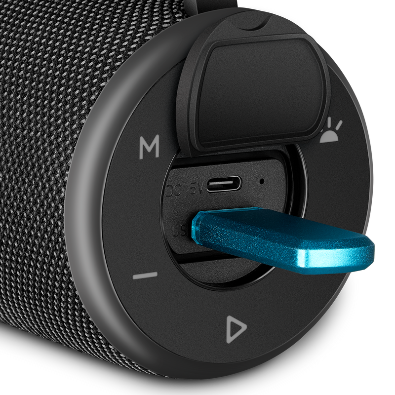 Pārnēsājamais skaļrunis SVEN PS-150, melns, 2×5 W RMS, Bluetooth, TWS, FM, USB, litija akumulators