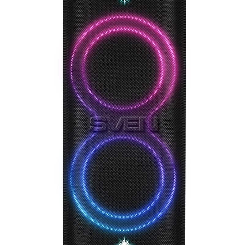 SVEN PS-1250 Party Box Bluetooth skaļrunis 300 W ar TWS, FM, USB, microSD un IPX4 melns