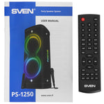 SVEN PS-1250 Party Box Bluetooth skaļrunis 300 W ar TWS, FM, USB, microSD un IPX4 melns