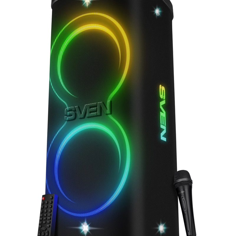 SVEN PS-1250 Party Box Bluetooth skaļrunis 300 W ar TWS, FM, USB, microSD un IPX4 melns