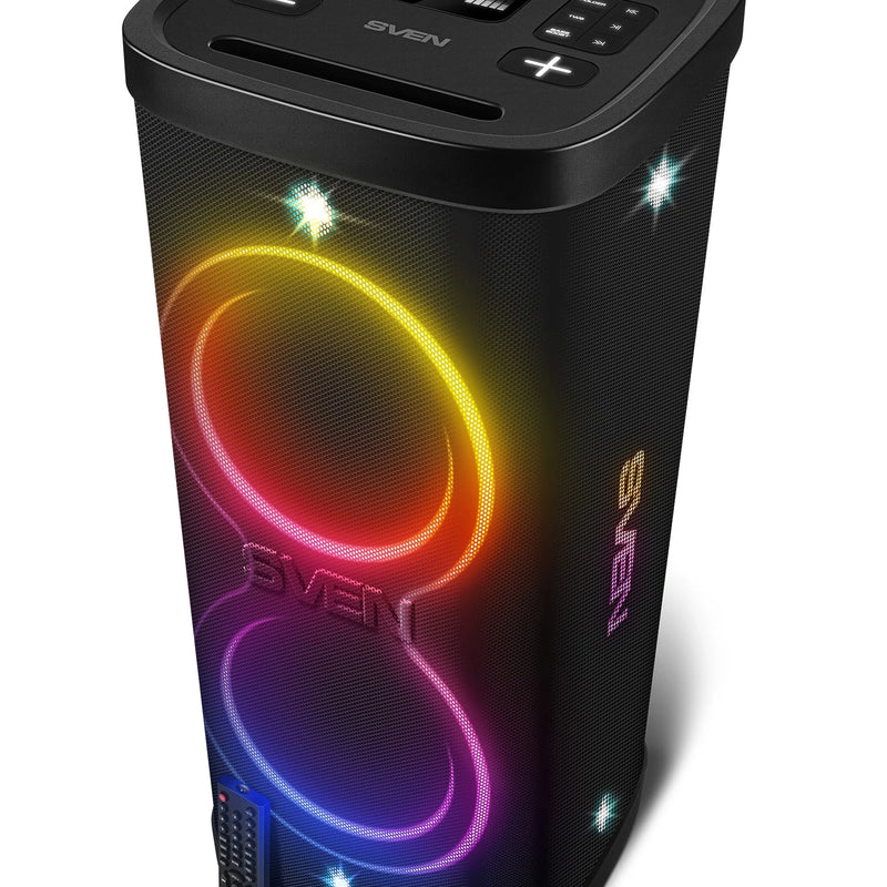 SVEN PS-1250 Party Box Bluetooth skaļrunis 300 W ar TWS, FM, USB, microSD un IPX4 melns