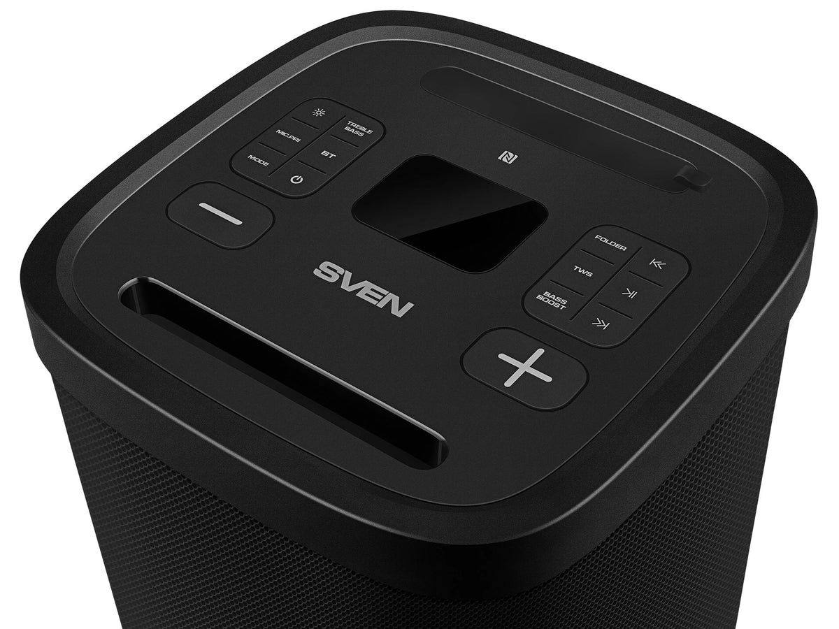 SVEN PS-1250 Party Box Bluetooth skaļrunis 300 W ar TWS, FM, USB, microSD un IPX4 melns