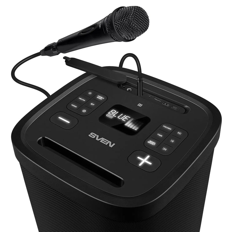SVEN PS-1250 Party Box Bluetooth skaļrunis 300 W ar TWS, FM, USB, microSD un IPX4 melns