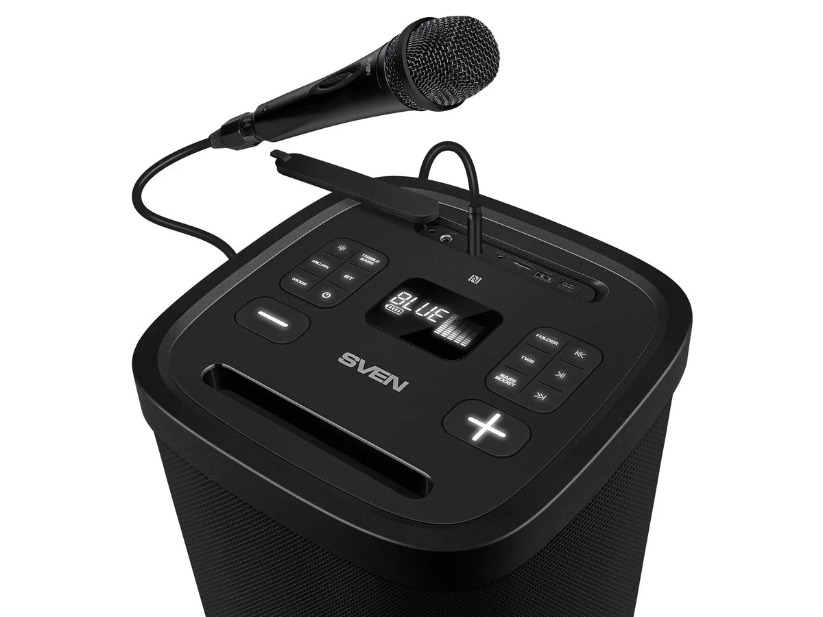 SVEN PS-1250 Party Box Bluetooth skaļrunis 300 W ar TWS, FM, USB, microSD un IPX4 melns