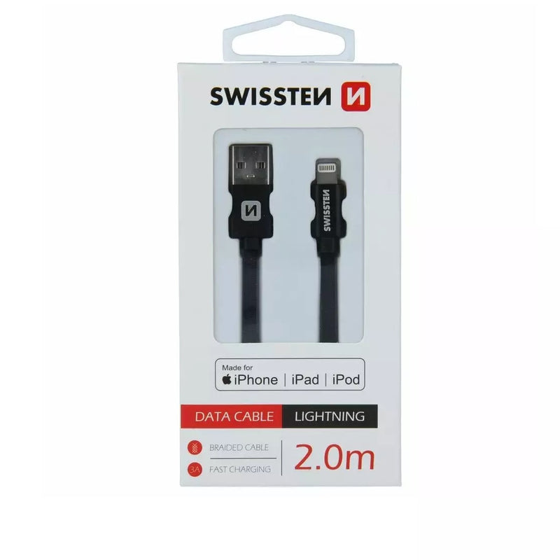 Swissten (MFI) laddkabel för textil 3A Lightning (MD818ZM/A)