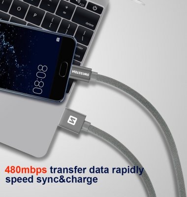 Swissten Textile Universal Quick Charge 3.1 USB-C Data and Charging Cable 1.2m