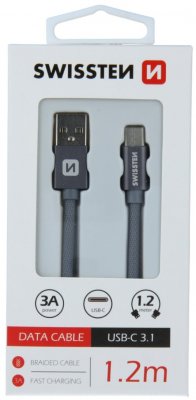 Swissten Textile Universal Quick Charge 3.1 USB-C Data and Charging Cable 1.2m