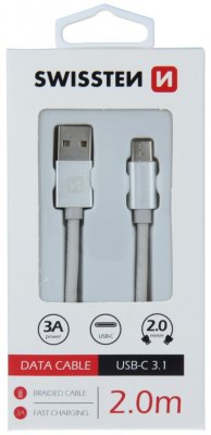 Swissten Textile Universal Quick Charge 3.1 USB-C Data and Charging Cable 2m