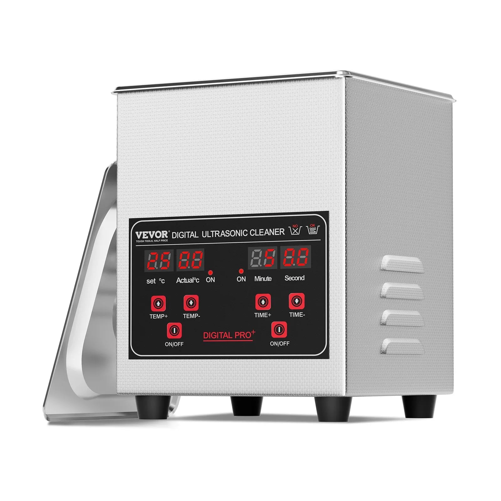 VEVOR ultraskaņas tīrītājs 1,3 l ar sildītāju un taimeri, profesionāls digitāls 40 kHz kavitācijas tīrītājs ar grozu, 50 W, pulksteņiem, brillēm, rotaslietām, zobu kapēm, rūpnieciskām detaļām un instrumentiem