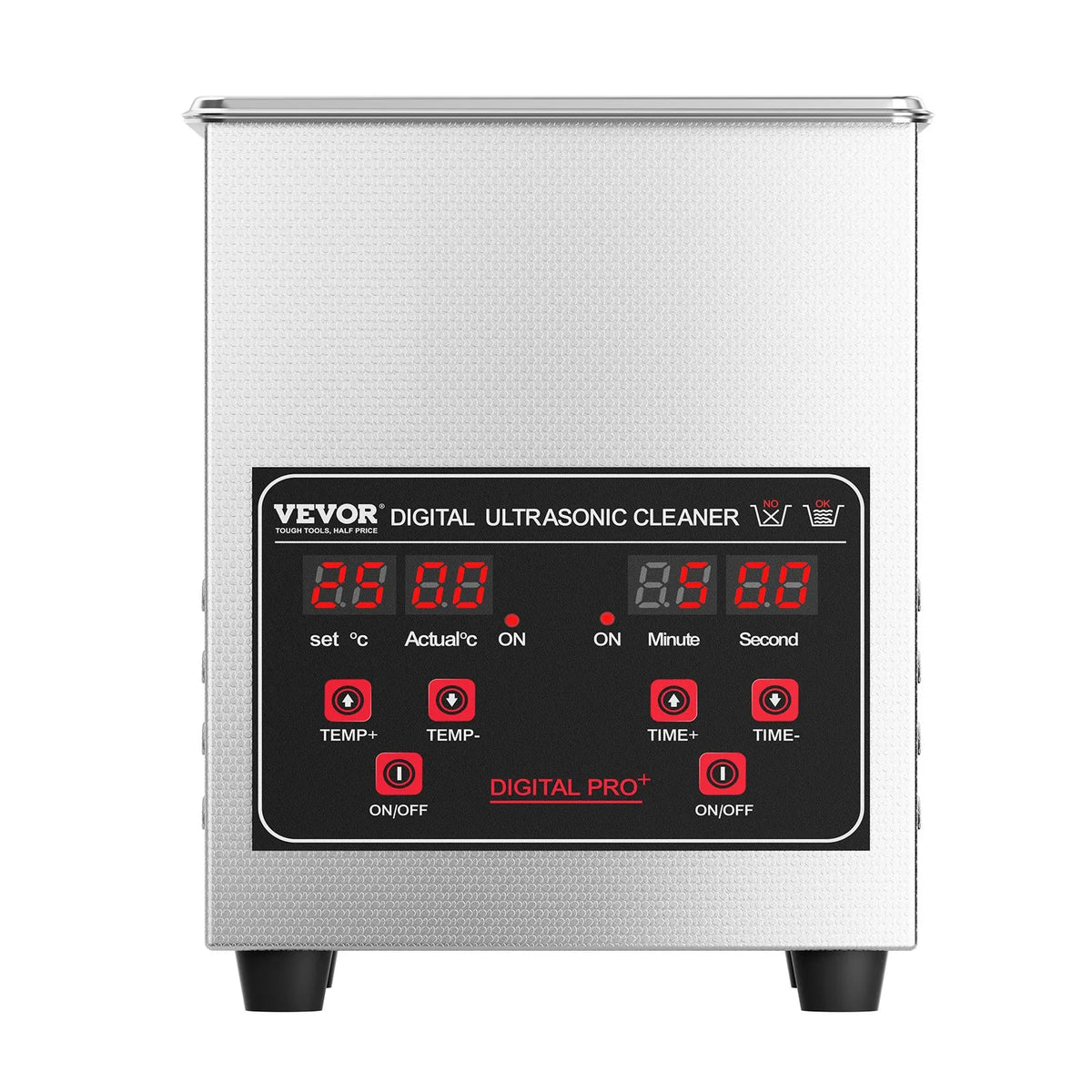 VEVOR ultraskaņas tīrītājs 1,3 l ar sildītāju un taimeri, profesionāls digitāls 40 kHz kavitācijas tīrītājs ar grozu, 50 W, pulksteņiem, brillēm, rotaslietām, zobu kapēm, rūpnieciskām detaļām un instrumentiem