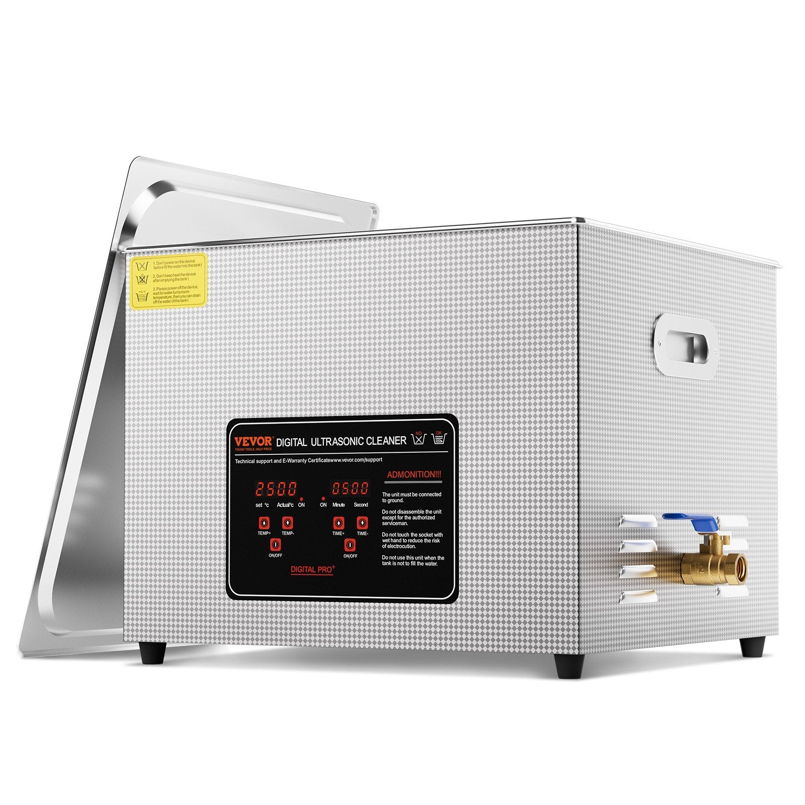 VEVOR 15 l ultraskaņas tīrītājs, profesionāla 360 W tīrīšanas iekārta ar taimeri un sildītāju, 40 kHz digitālais ultraskaņas tīrītājs ar grozu, pulksteņiem, brillēm, rotaslietām, zobu kapēm, rūpnieciskām detaļām un instrumentiem