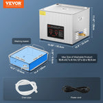 VEVOR 15 l ultraskaņas tīrītājs, profesionāla 360 W tīrīšanas iekārta ar taimeri un sildītāju, 40 kHz digitālais ultraskaņas tīrītājs ar grozu, pulksteņiem, brillēm, rotaslietām, zobu kapēm, rūpnieciskām detaļām un instrumentiem