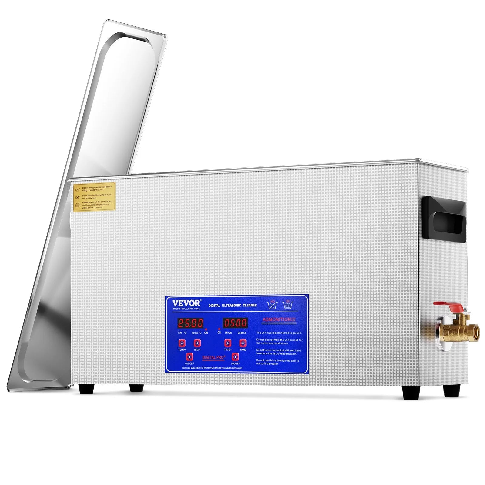 VEVOR 10 l ultraskaņas ierocis tīrītājs, 300 W profesionāla ultraskaņas tīrīšanas iekārta ar taimeri un sildītāju, 40 kHz digitālais ultraskaņas tīrītājs ar grozu ierocim, patronām un militārajiem piederumiem