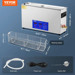 VEVOR 10 l ultraskaņas ierocis tīrītājs, 300 W profesionāla ultraskaņas tīrīšanas iekārta ar taimeri un sildītāju, 40 kHz digitālais ultraskaņas tīrītājs ar grozu ierocim, patronām un militārajiem piederumiem