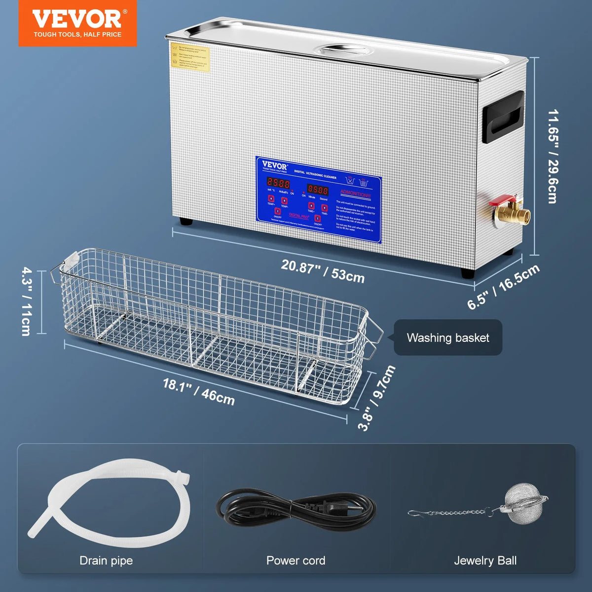VEVOR 10 l ultraskaņas ierocis tīrītājs, 300 W profesionāla ultraskaņas tīrīšanas iekārta ar taimeri un sildītāju, 40 kHz digitālais ultraskaņas tīrītājs ar grozu ierocim, patronām un militārajiem piederumiem