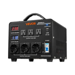 VEVOR sprieguma automātiskais pārveidotājs transformators 6000 VA, 110 V–220 V / 220 V–110 V, ar 3 US un 3 EU ligzdām, LCD displeju un ķēdes aizsardzību