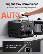 VEVOR sprieguma automātiskais pārveidotājs transformators 6000 VA, 110 V–220 V / 220 V–110 V, ar 3 US un 3 EU ligzdām, LCD displeju un ķēdes aizsardzību