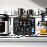 VEVOR sprieguma automātiskais pārveidotājs transformators 6000 VA, 110 V–220 V / 220 V–110 V, ar 3 US un 3 EU ligzdām, LCD displeju un ķēdes aizsardzību
