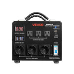 VEVOR sprieguma automātiskais pārveidotājs transformators 6000 VA, 110 V–220 V / 220 V–110 V, ar 3 US un 3 EU ligzdām, LCD displeju un ķēdes aizsardzību