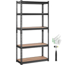 Regulējama 5 līmeņu metāla uzglabāšanas plauktu sistēma, melna, 900 kg, 76 × 30 × 152 cm