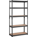 Regulējama 5 līmeņu metāla uzglabāšanas plauktu sistēma, melna, 900 kg, 76 × 30 × 152 cm