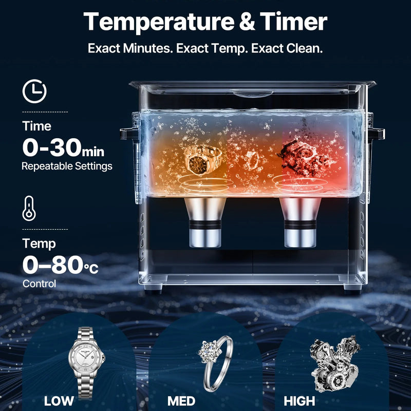 VEVOR 6 l ultraskaņas tīrītājs, profesionāla ultraskaņas tīrīšanas iekārta ar tīrīšanas grozu un digitālo displeju, 120 W nerūsējošā tērauda 40 kHz tīrīšanas iekārta pulksteņu, skuvekļu, juvelierizstrādājumu, monētu un citu priekšmetu tīrīšanai