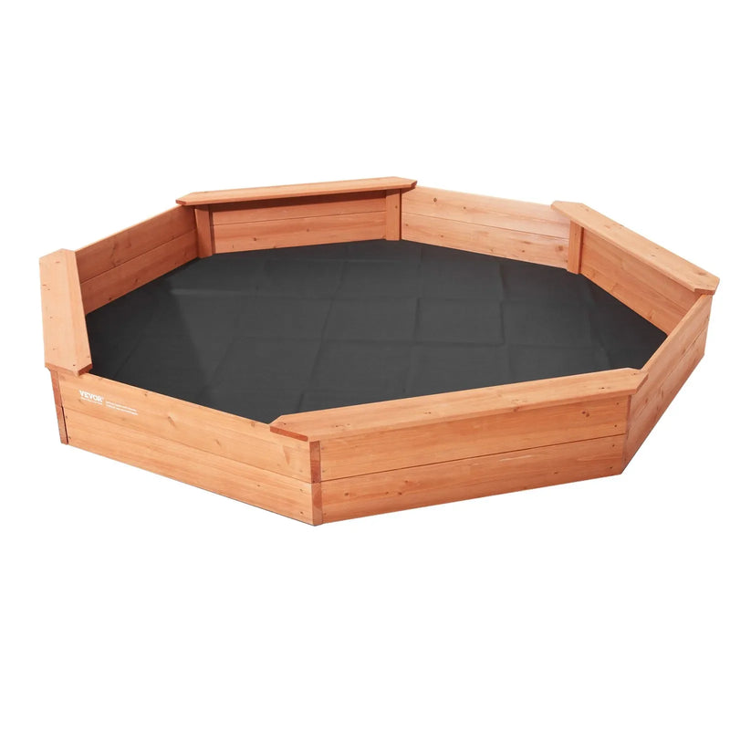 VEVOR koka smilšu kaste ar pārsegu, astoņstūraina smilšu kaste 192 × 192 × 23 cm ar 4 sēdvietām un apakšas oderi, bērnu smilšu kaste lietošanai pagalmā, pludmalē vai parkā, piemērota bērniem no 3 līdz 12 gadiem