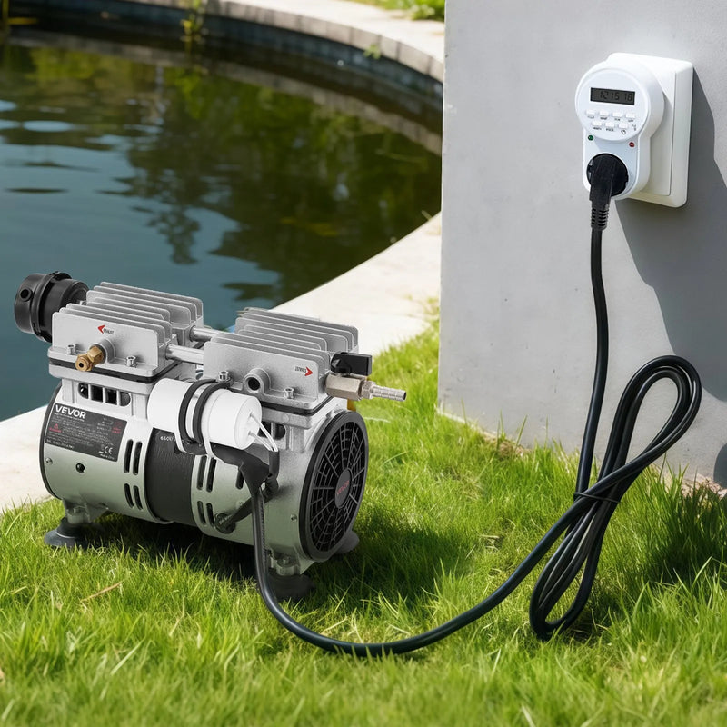 VEVOR dīķa aerators, 5,2 CFM gaisa kompresors ar 4/5 ZS jaudu, dīķiem un ezeriem līdz 3 akriem, aizsardzība pret pārkaršanu un pretatplūdes vārsts, 590 W jaudīgs motors, dīķa aerācijas sūknis ūdens skābekļa cirkulācijai