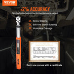 VEVOR Digitālais momentslēdzis, 9,5 mm piedziņa, 5–50 Nm, ±2 % precizitāte, LCD displejs, LED brīdinājums, 3 darba režīmi