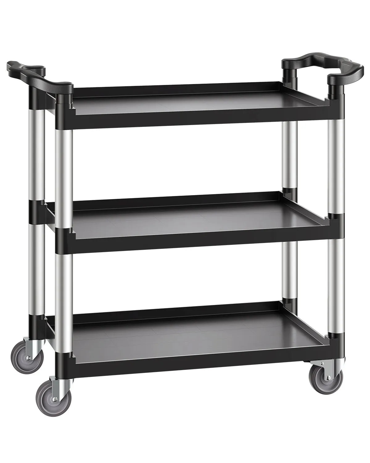 VEVOR 3-ярусная пластиковая тележка для сервиса, 226,8 кг, 79 × 49 см, с поворотными на 360° колесами и тормозами