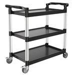 VEVOR 3 līmeņu plastmasas servisa ratiņi, 226,8 kg, 79 × 49 cm, ar 360° grozāmiem riteņiem un bremzēm