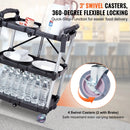 VEVOR salokāmi plastmasas servisa ratiņi ar 3 plauktiem, 74,8 kg kravnesība, bloķējami riteņi, 65,1 x 39,2 x 83,2 cm