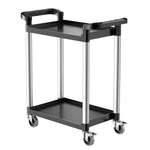 VEVOR 2 līmeņu plastmasas saimniecības ratiņi, 136 kg, ar 360° grozāmiem riteņiem, 2 ar bremzēm, 62 × 40,9 cm