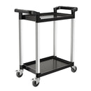VEVOR 2 līmeņu plastmasas saimniecības ratiņi, 136 kg, ar 360° grozāmiem riteņiem, 2 ar bremzēm, 62 × 40,9 cm