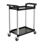 VEVOR 2 līmeņu plastmasas saimniecības ratiņi, 136 kg, ar 360° grozāmiem riteņiem, 2 ar bremzēm, 62 × 40,9 cm