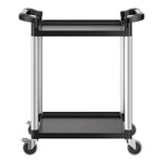VEVOR 2 līmeņu plastmasas saimniecības ratiņi, 136 kg, ar 360° grozāmiem riteņiem, 2 ar bremzēm, 62 × 40,9 cm