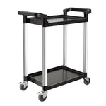 VEVOR 2 līmeņu plastmasas saimniecības ratiņi, 136 kg, ar 360° grozāmiem riteņiem, 2 ar bremzēm, 62 × 40,9 cm
