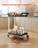 VEVOR 2 līmeņu plastmasas saimniecības ratiņi, 136 kg, ar 360° grozāmiem riteņiem, 2 ar bremzēm, 62 × 40,9 cm