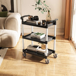 VEVOR 2 līmeņu plastmasas saimniecības ratiņi, 136 kg, ar 360° grozāmiem riteņiem, 2 ar bremzēm, 62 × 40,9 cm