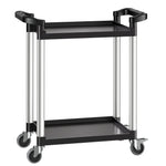 VEVOR 2 līmeņu plastmasas saimniecības ratiņi, 136 kg, ar 360° grozāmiem riteņiem, 2 ar bremzēm, 62 × 40,9 cm