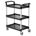 VEVOR 3 līmeņu plastmasas servisa ratiņi, 136 kg, 62 × 40,9 cm, ar 360° grozāmiem riteņiem un bremzēm