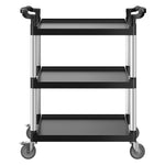 VEVOR 3 līmeņu plastmasas servisa ratiņi, 136 kg, 62 × 40,9 cm, ar 360° grozāmiem riteņiem un bremzēm