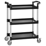 VEVOR 3 līmeņu plastmasas servisa ratiņi, 136 kg, 62 × 40,9 cm, ar 360° grozāmiem riteņiem un bremzēm