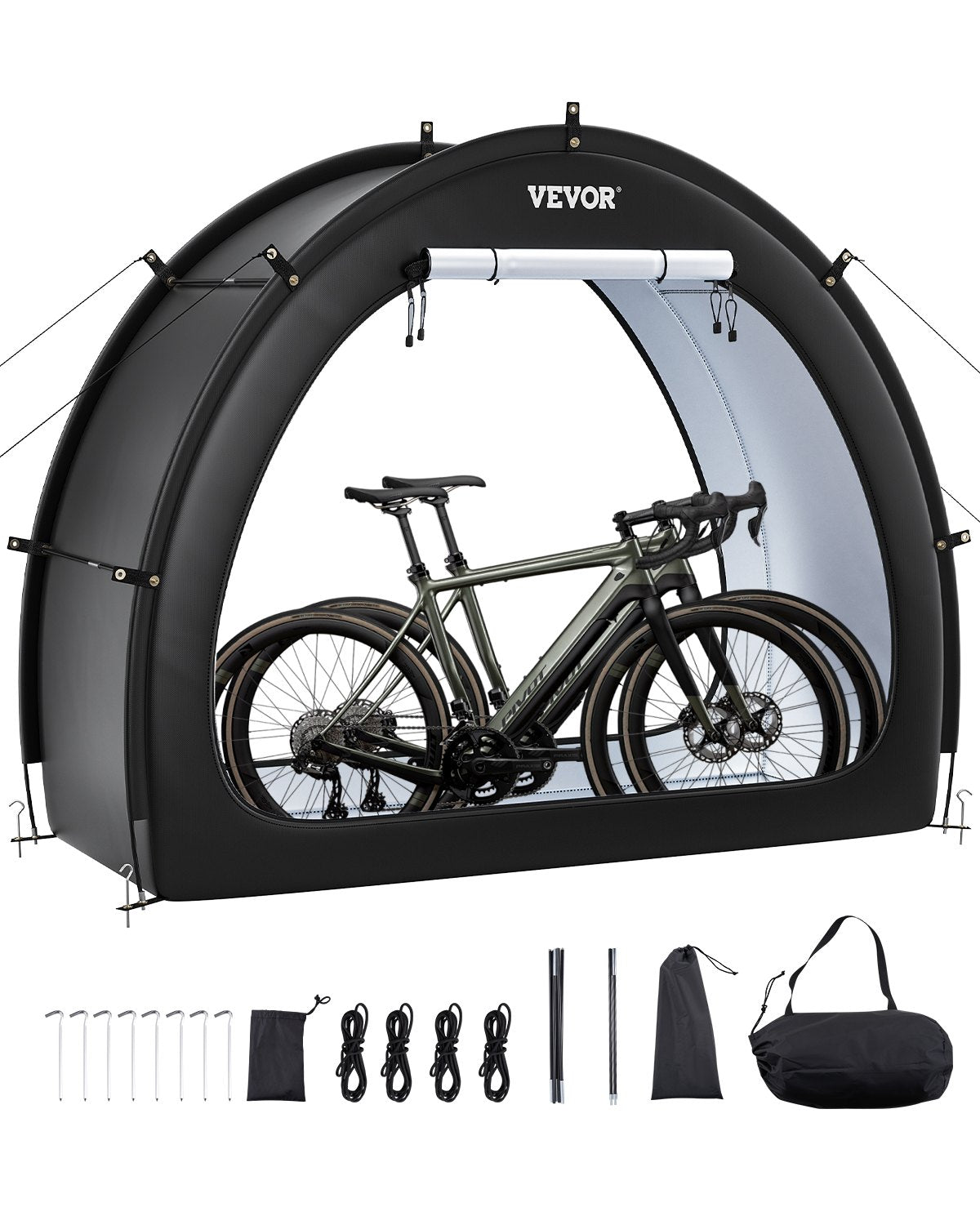 VEVOR āra velosipēda uzglabāšanas telts, ventilatora formas ūdensizturīga velosipēda telts 1–2 velosipēdiem