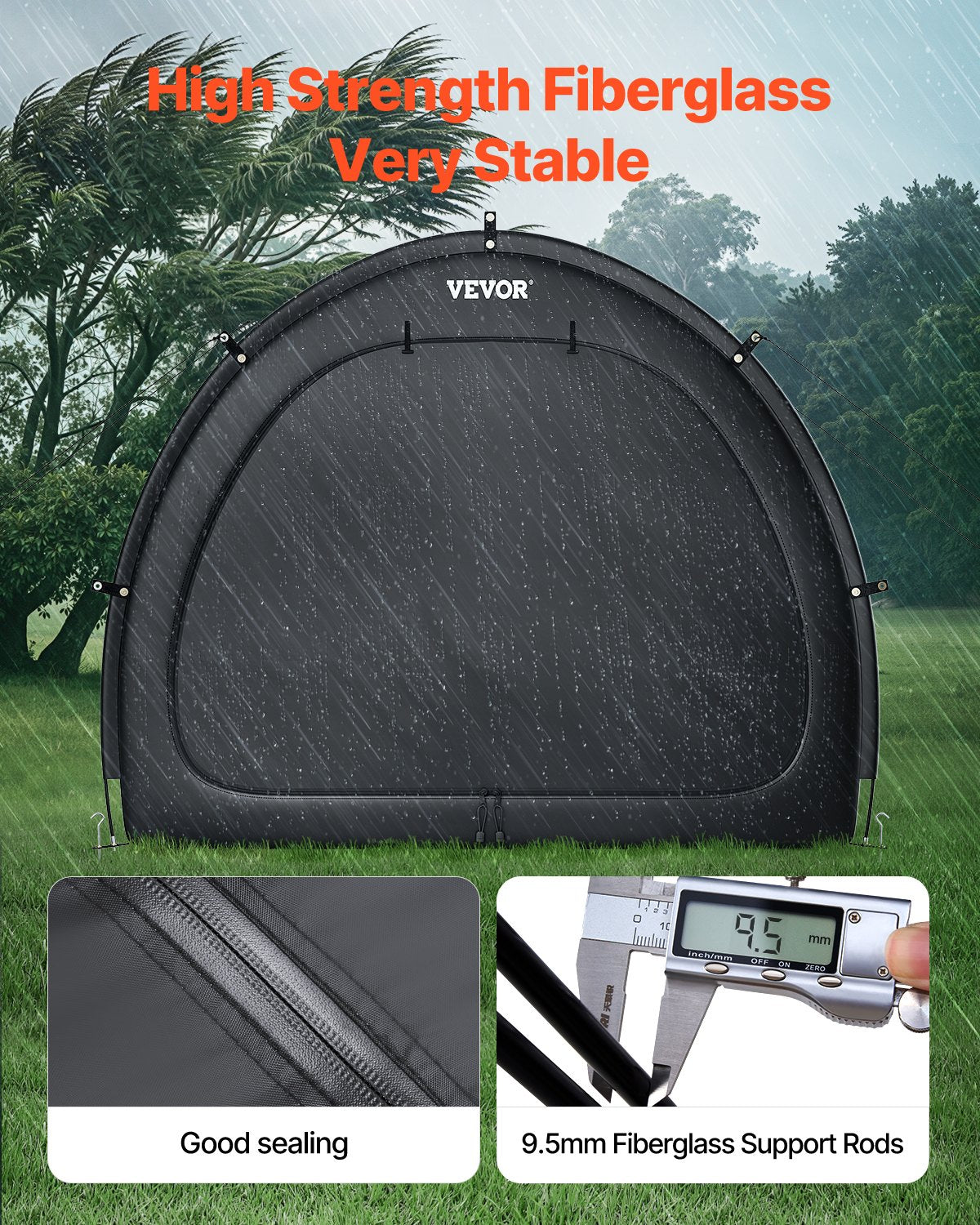 VEVOR āra velosipēda uzglabāšanas telts, ventilatora formas ūdensizturīga velosipēda telts 1–2 velosipēdiem