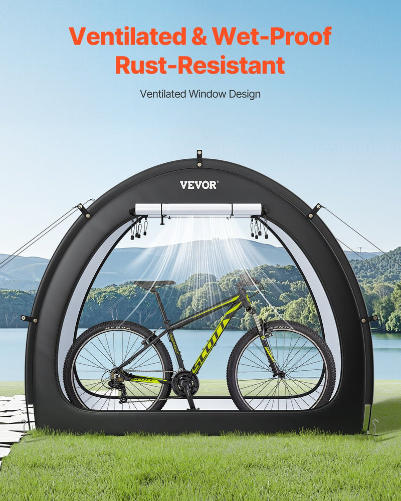 VEVOR outdoor bike storage tent, fan-shaped waterproof bike tent for 1-2 bikes