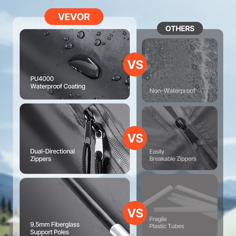 VEVOR outdoor bike storage tent, fan-shaped waterproof bike tent for 1-2 bikes