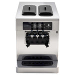 VEVOR komerciālā saldējuma mašīna 20–28 l/h, 2200 W, 3 garšu galda mīkstā saldējuma aparāts ar 2 × 6 l tvertnēm, iebūvētu gaisa padeves sūkni, priekšdzesēšanu un zema maisījuma brīdinājumu